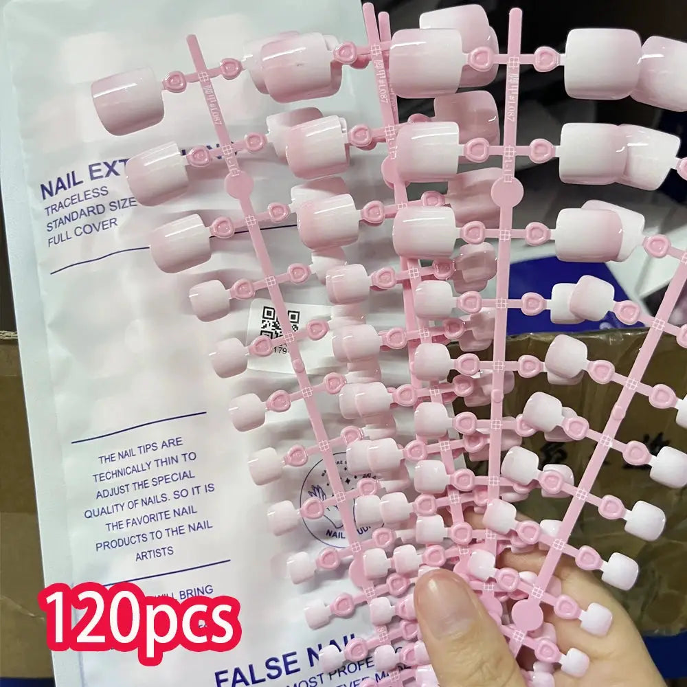 Press On Toenails | French Short Square | Glossy Full Cover | 120 Pcs