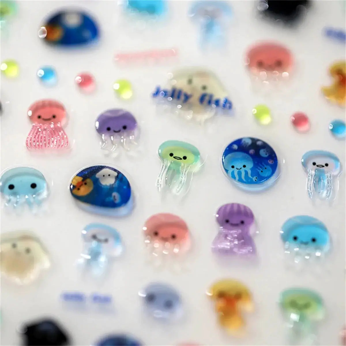 1pcs 5D Kawaii Jelly Series Nail Art Stickers Blue Jellyfish Adhesive Nail Art Decorations Stickers Hot Stamping Manicure Decals from PriceLows™