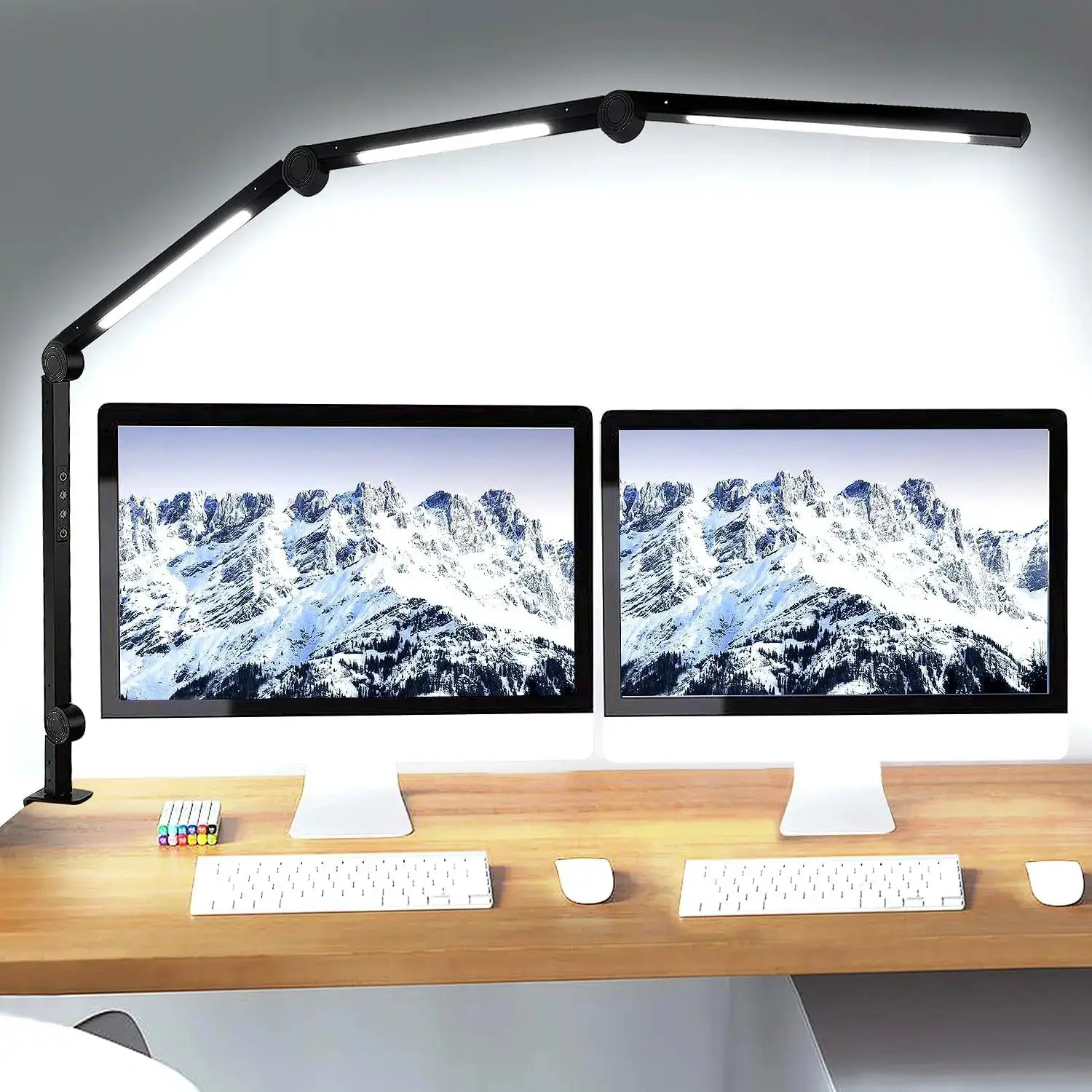 LED Desk Lamp with Clamp Flexible 4 sections Swing Arm Three light sources desk light, 4 Color Modes & 5 Brightness from PriceLows™