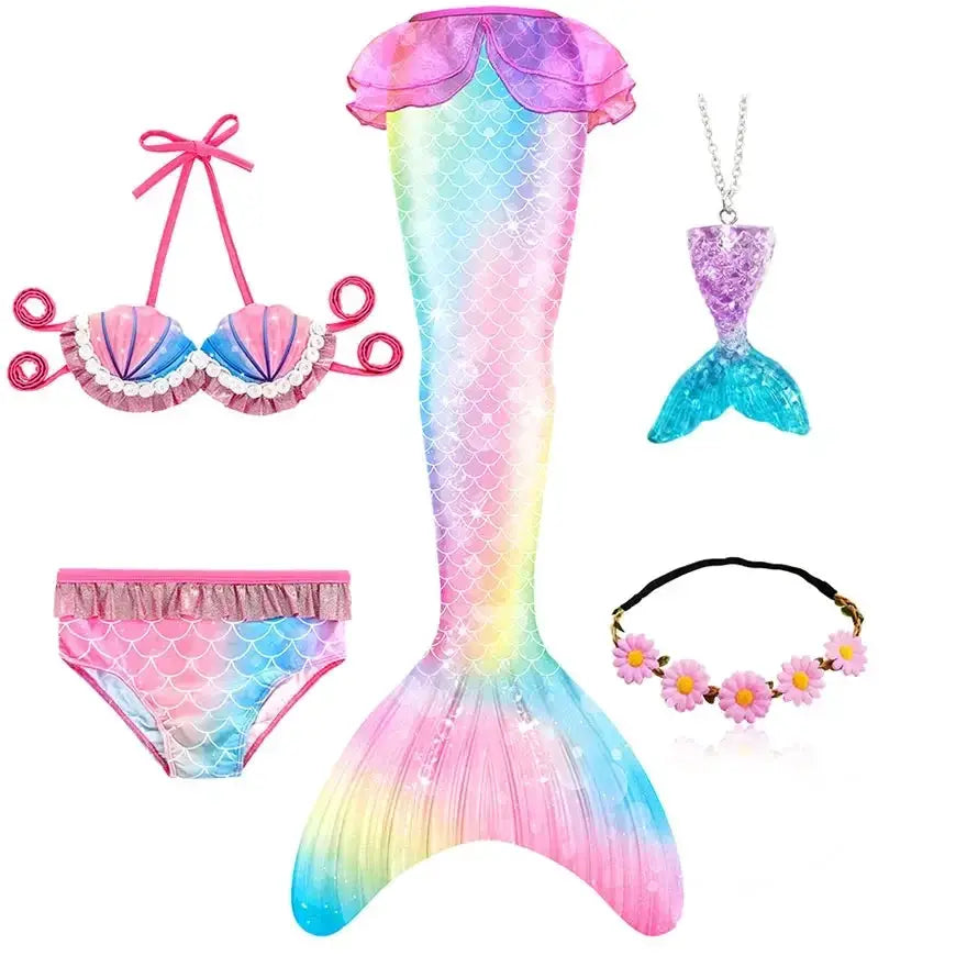 Girls Swimming Mermaid Tail Mermaid Costume Dress Cosplay Christmas Birthday Gift Swimsuit Can Add Monofin Fin Halloween Costume from PriceLows™