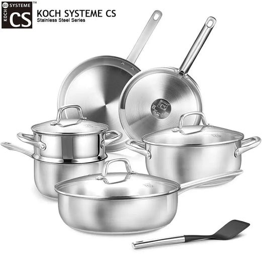 KOCH SYSTEME CS Stainless Steel Cookware Set 10Pcs Kitchen Pots and Pans Set Family Cooking Sauce pan Frying pan Induction Safe from PriceLows™