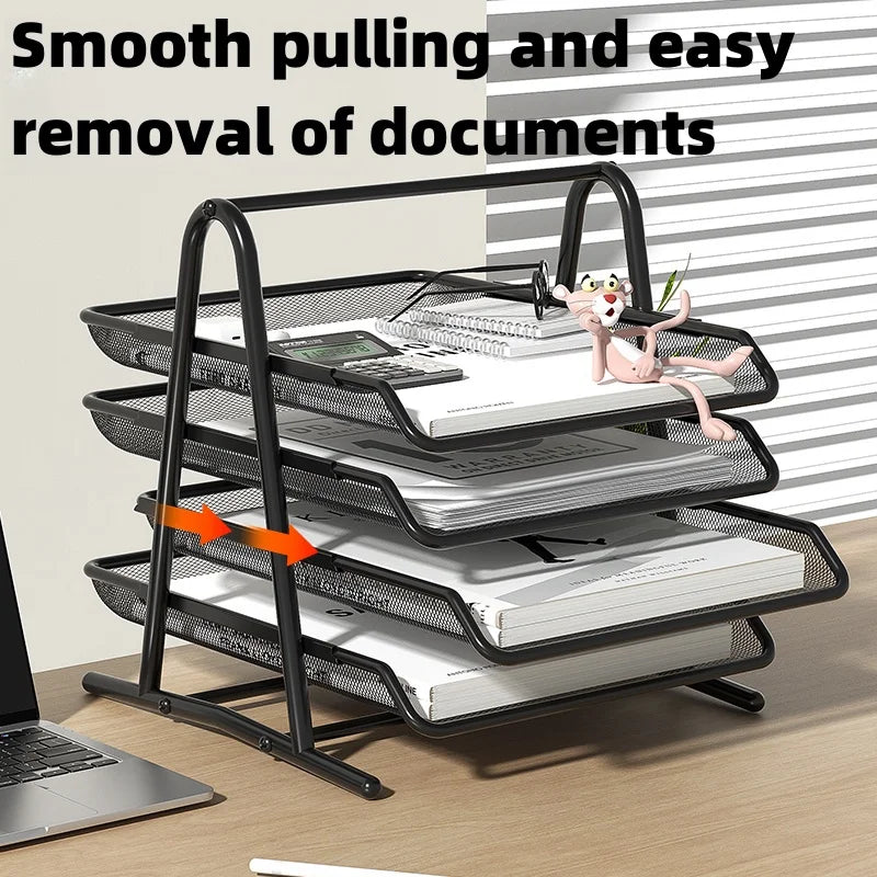 Metal Mesh File Tray | Four Layer | Drawer Type | Office Desk Use