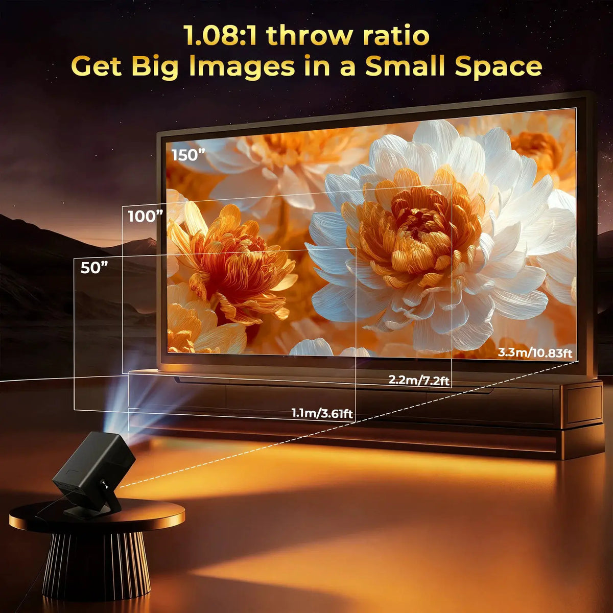 Smart Projector | Android 14 | 1000 ANSI Lumens | Auto Focus