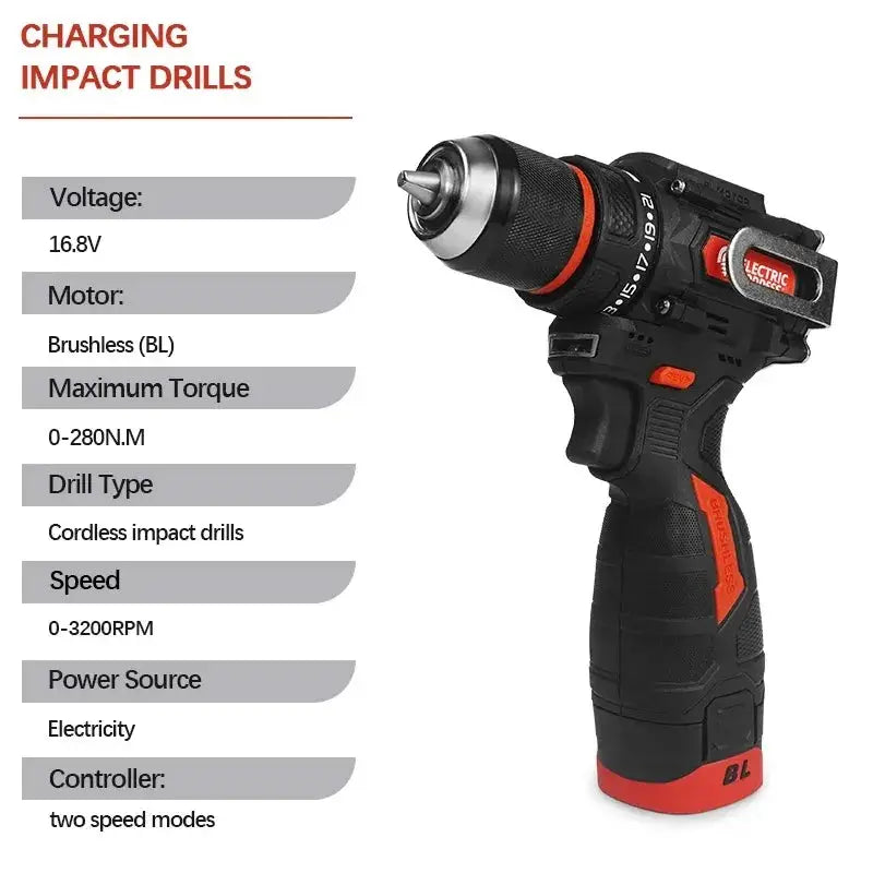 Brushless Electric Drill Tapping Cordless Impact Drill Metal Ratchet Chuck Electric Hand Drill Household Electric Screwdriver from PriceLows™