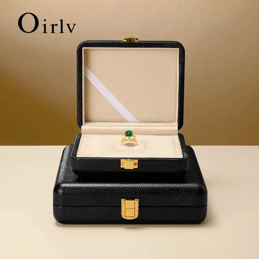 Oirlv Black Jewelry Organiser Boxes PU Leather Ring Earring Jewelry Set Box Jewel cases of precious metal Storage Box Gifts Box from PriceLows™