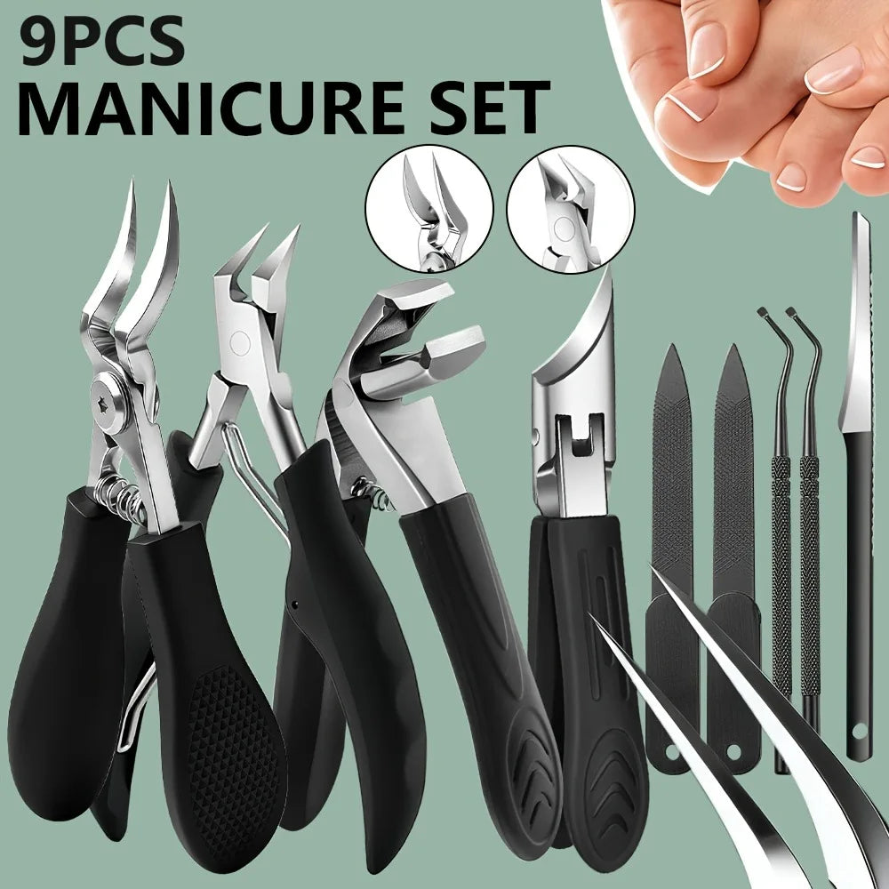 Nail Clippers Set | Wide Jaw Design | Convex Edge | 1 Or 9 Pieces