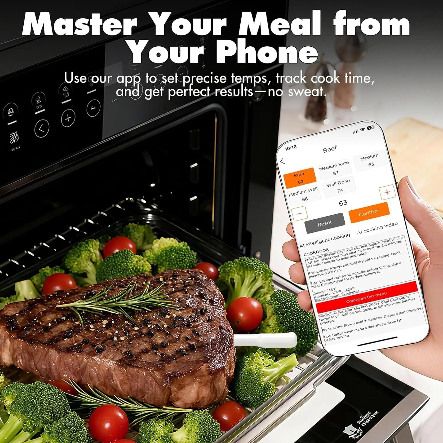 Smart Meat Thermometer | Bluetooth 500ft | IP Waterproof | Single Probe