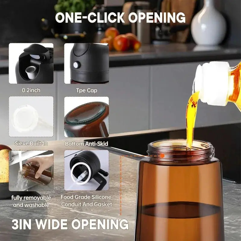 Olive Oil Dispenser | 470ml Capacity | 2 In 1 Spray And Pour | Glass