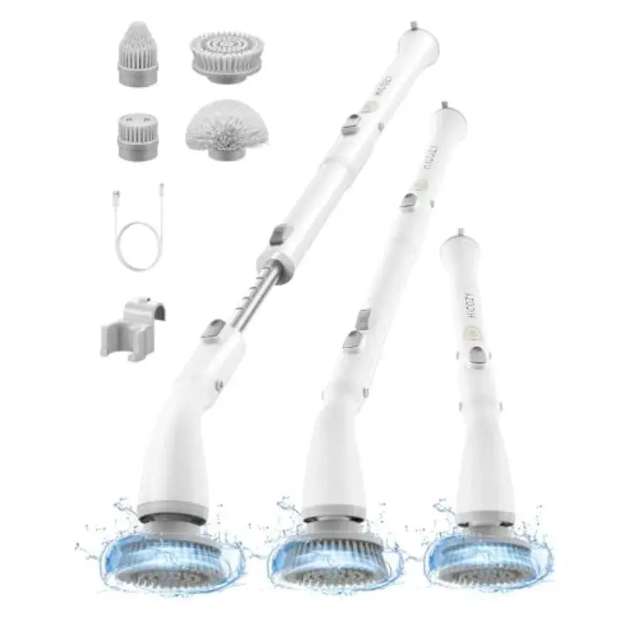 Cordless Shower Scrubber | 4 Brush Heads | Adjustable Extension Handle | HS1