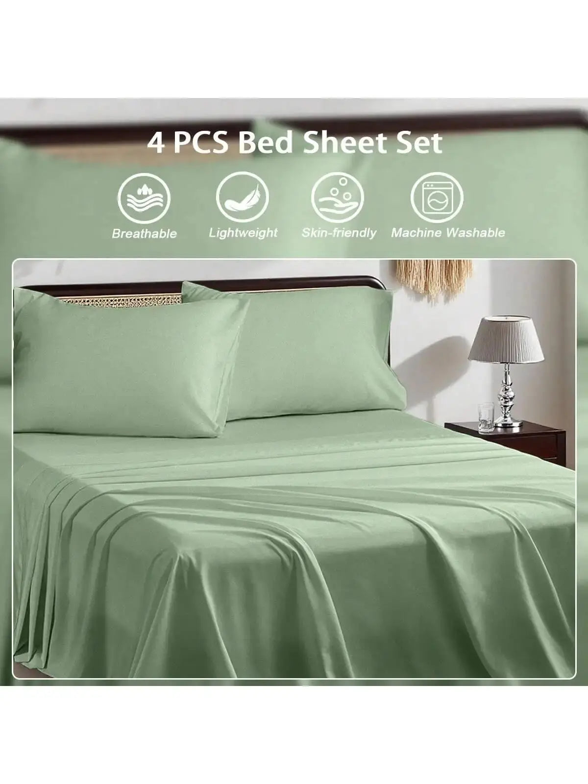 3/4 Piece Bed Sheet Set Soft Breathable Hotel Luxury Summer bedding Twin Flat Fitted Sheet Pillowcase from PriceLows™