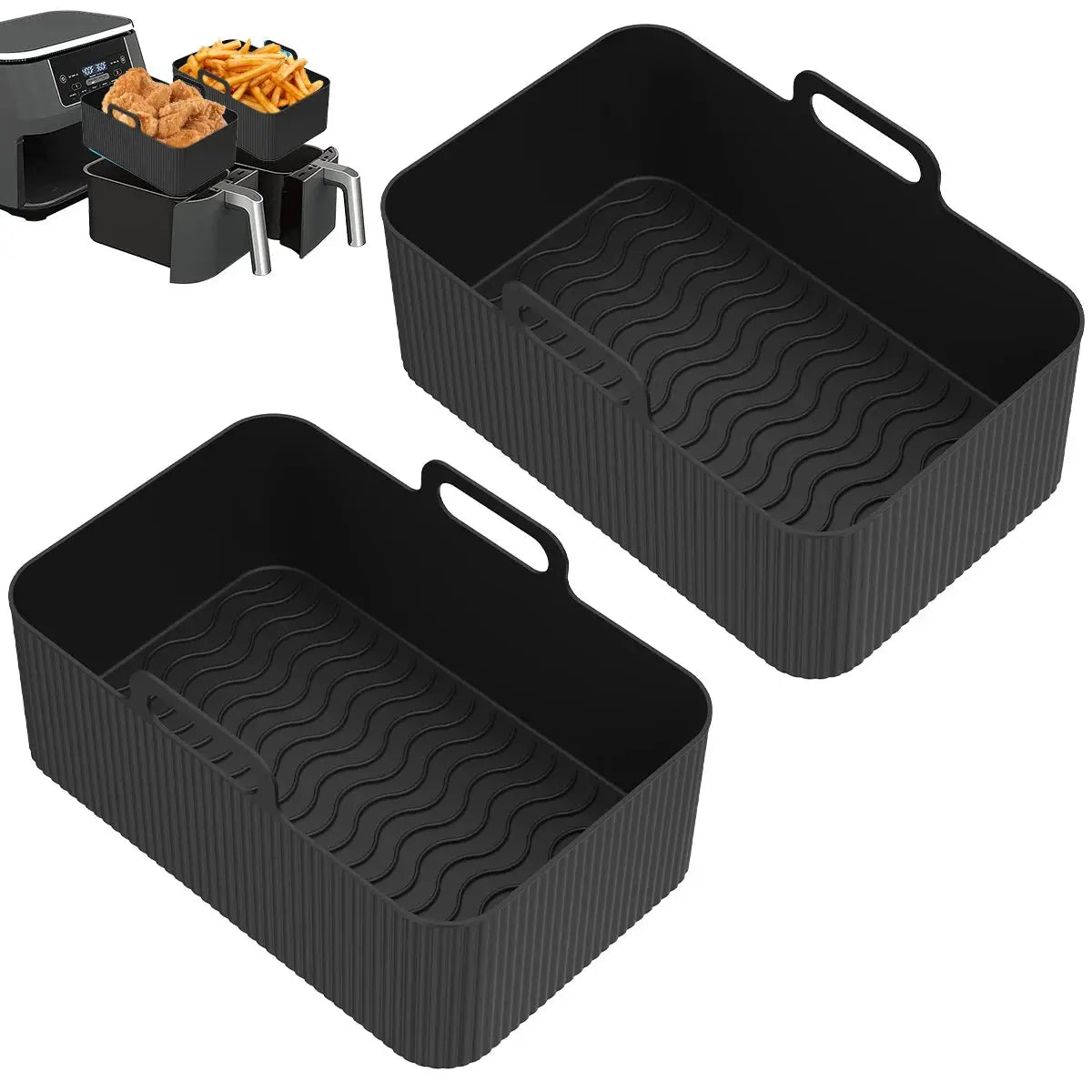 Air Fryer Liner | Silicone Material | Ninja Dual Air Fryer | Gray Black Blue
