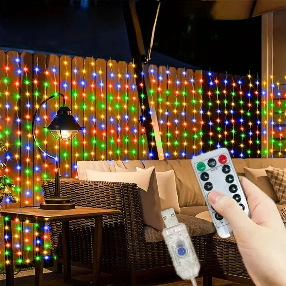 USB Plug 8 Modes LED Wedding Garland Curtain Fairy Light Curtain Lights for Home Valentine's Day Ramadan EID Mubarak Decoration from PriceLows™