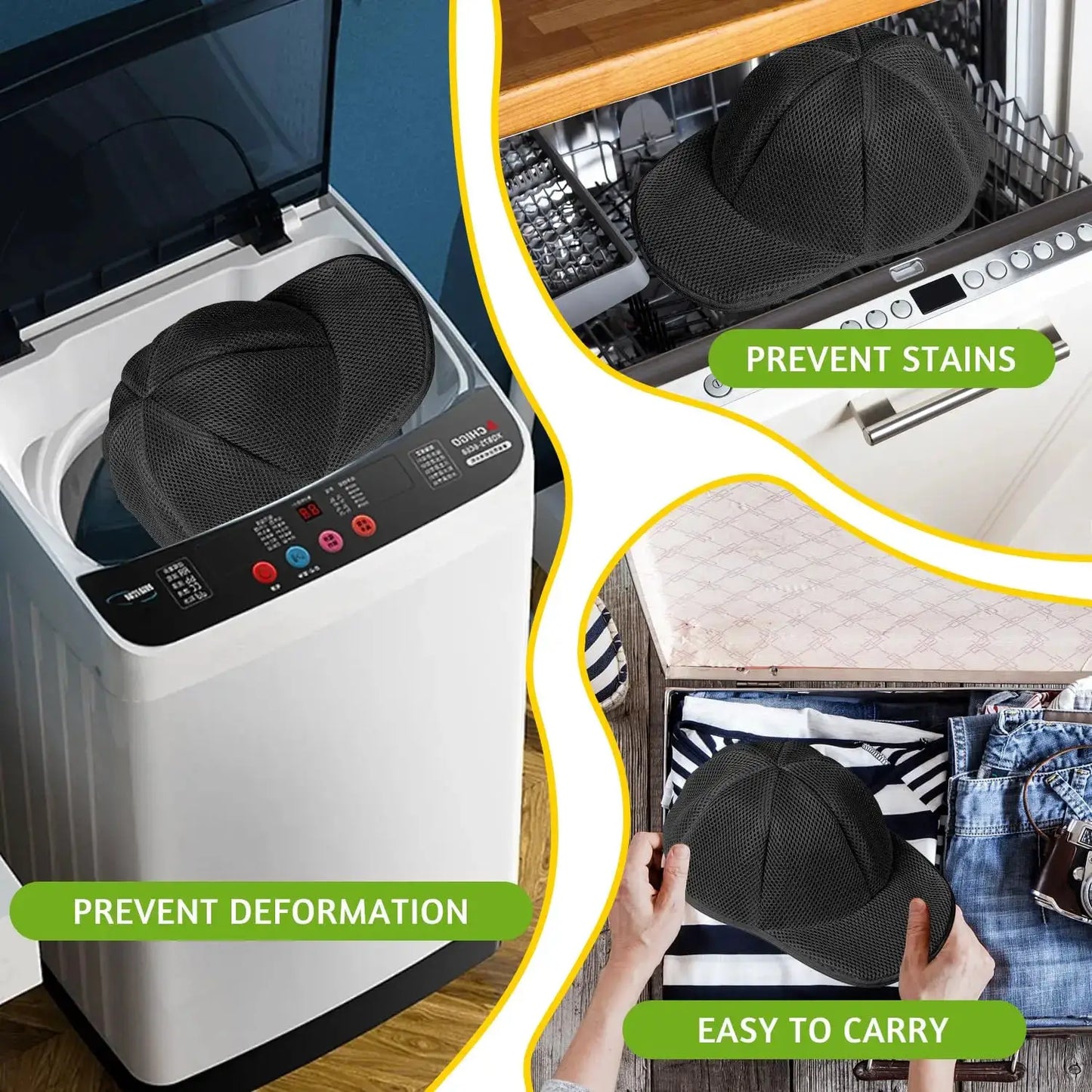 Hat Washer Cage | Reusable Wire Frame | Includes Protective Mesh Bag