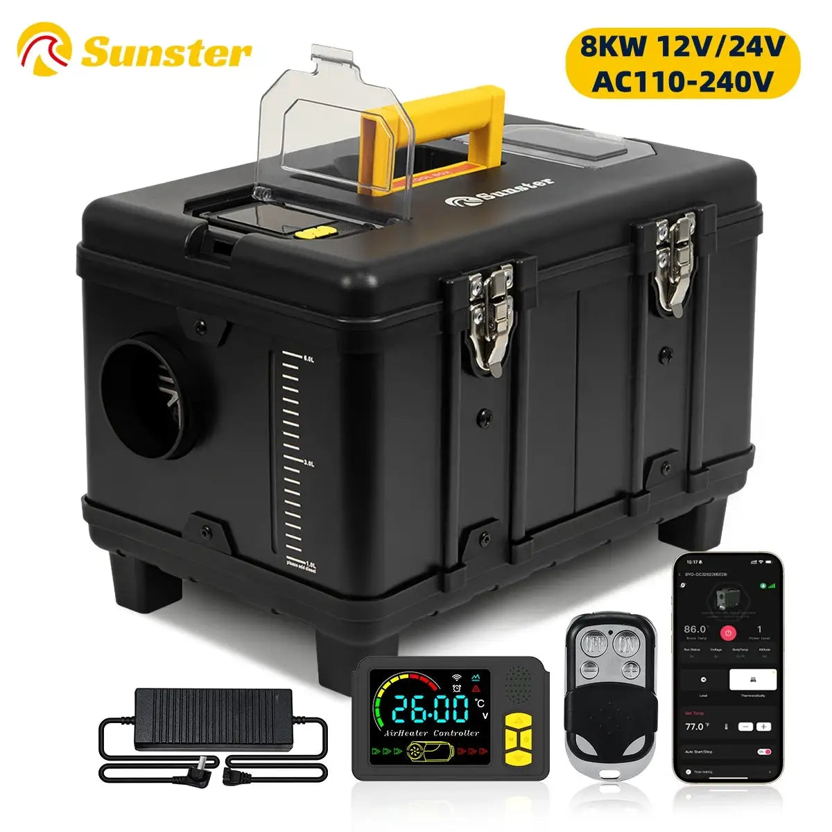 ToolBox 8KW 12V&24V 230V Diesel Air Heater With Bluetooth APP Control &Thermostatic Parking Night heater for Car RV Camper Tent from PriceLows™