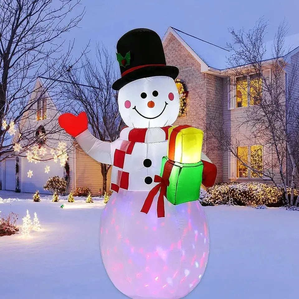 Christmas Inflatable Snowman | Rotating Led Lights | 5 Feet Size