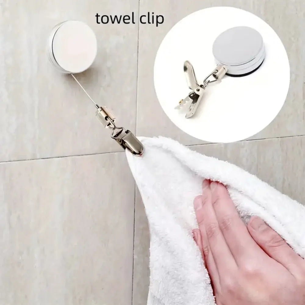 Retractable Towel Rack | Self-Adhesive Wall Mount | No Drilling | One Size