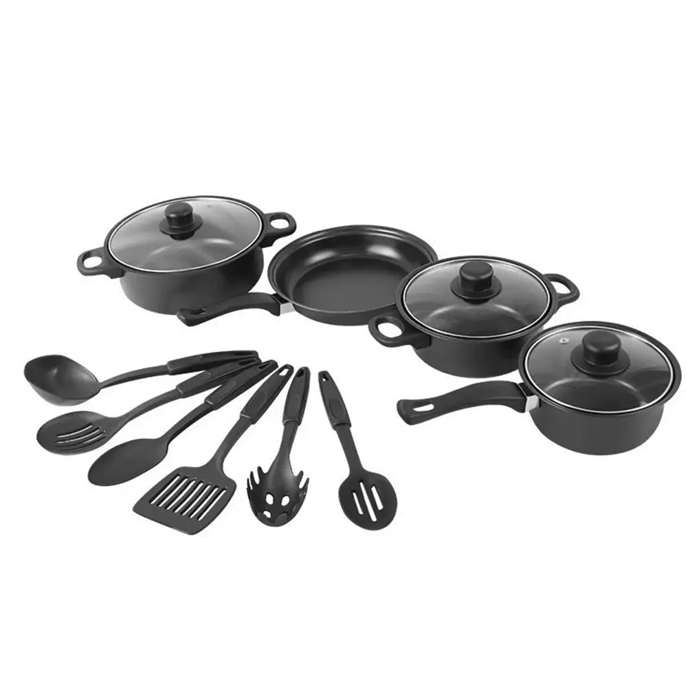 12-Piece Non-Stick Cookware Set Cooking Pot with Lid Milk Pot Maifan Stone Frying Pan Cooking Pot Set for All Hob from PriceLows™