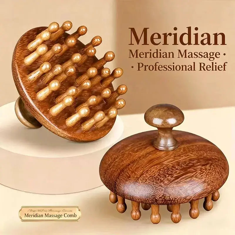 Wooden Meridian Massage Comb | Anti Static | Sandalwood Scent