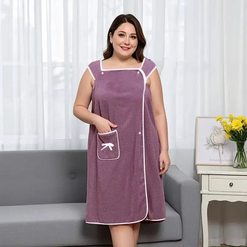 Women Bath Towel | Quick Dry Polyester | Wrap Style With Pocket | Plus Size