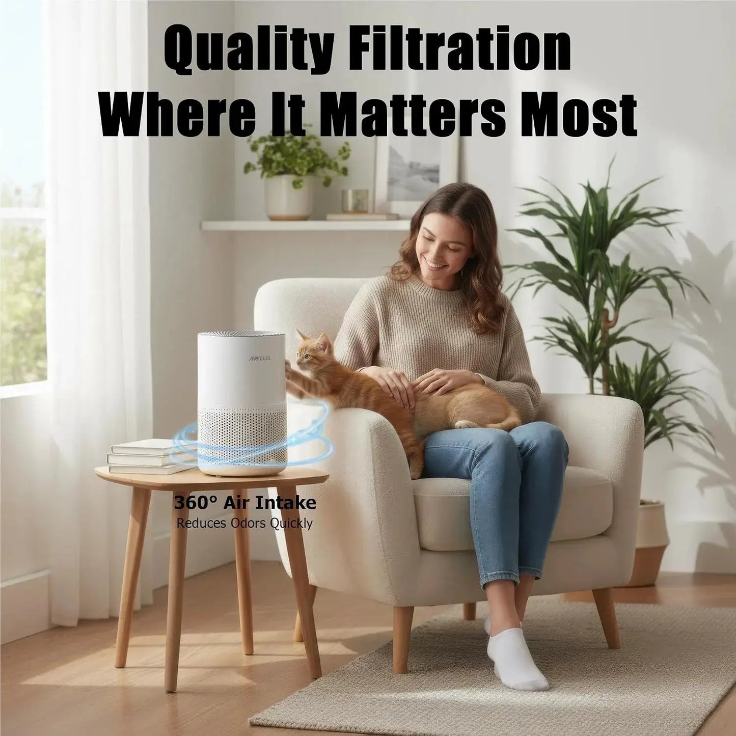 Air Purifier | 1073 Sq Ft Coverage | H13 Washable Filter