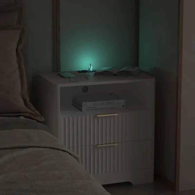 Nightstand with Charging Station, Smart Nightstand with Night Light,Bedside Tables with Storage Cabinet for Bedroom from PriceLows™