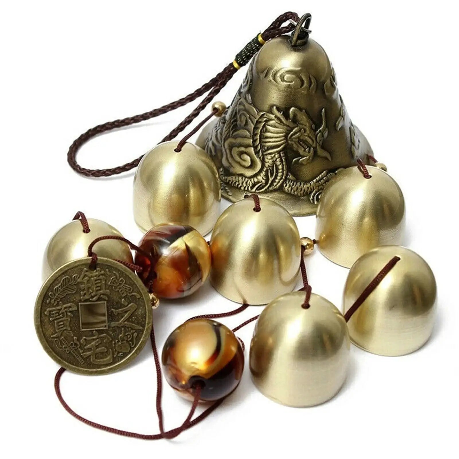 6 Copper Bells Wind Chimes - Outdoor Metal Hanging Ornament, Yard & Garden Decor from PriceLows™