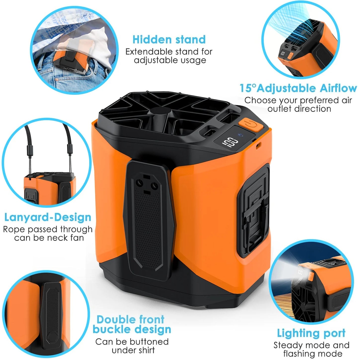 Neck Fan | Phone Charging | LED Light | Outdoor Working