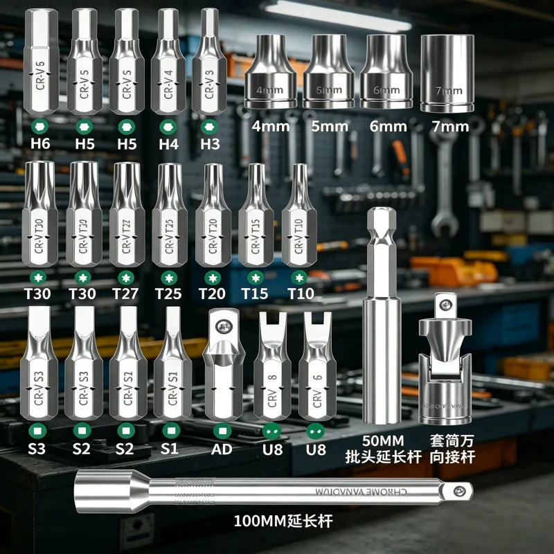 40Pcs Cr-V Ratchet Screwdriver Socket Set Portable Multifunctional Repair Tool Kit for Car Home Electronics Maintenance from PriceLows™