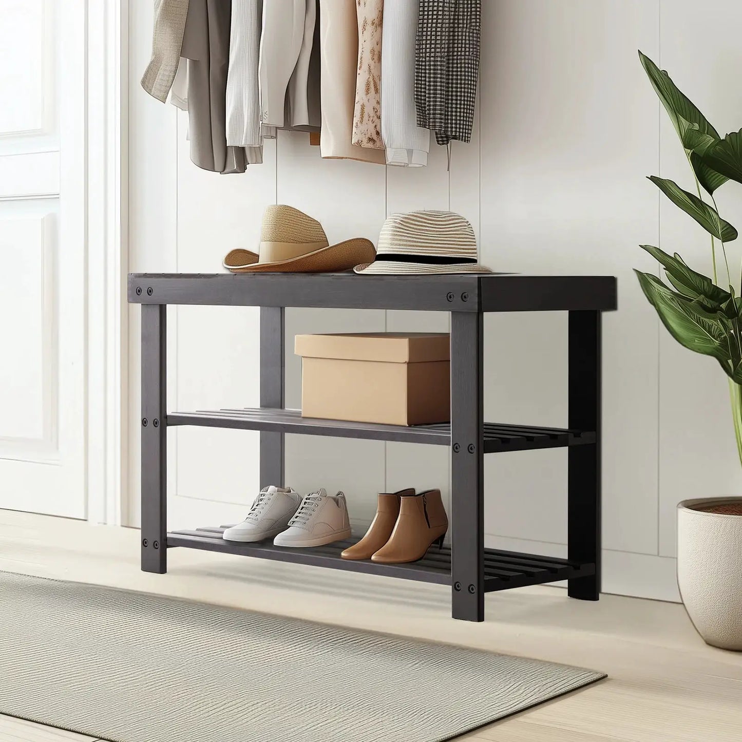 3-Tier Bamboo Shoe Rack Bench, Compact Storage Organizer, 286lb Capacity, Suitable For Entryway Bedroom Living Room Balcony from PriceLows™