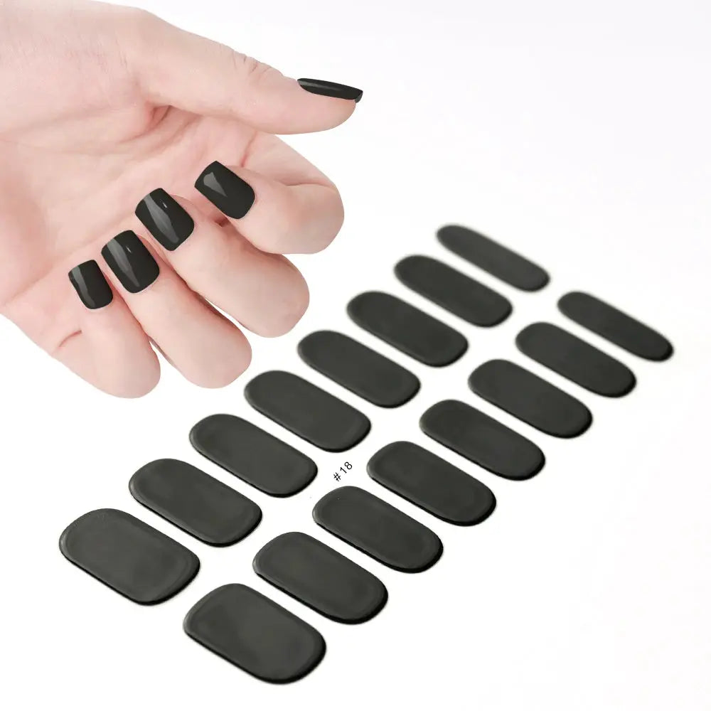 1Pcs Semi-Cured UV Gel Nail Sticker Pure Color Full Cover Waterproof Long-lasting Nail Strips 16Tips DIY Nail Polish Stickers *& from PriceLows™