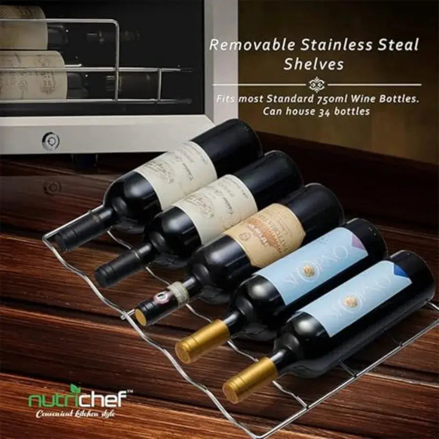 Wine fridge for home, office kitchen: stainless steel, black, ultra quiet operation with adjustable temperature 41F64F from PriceLows™