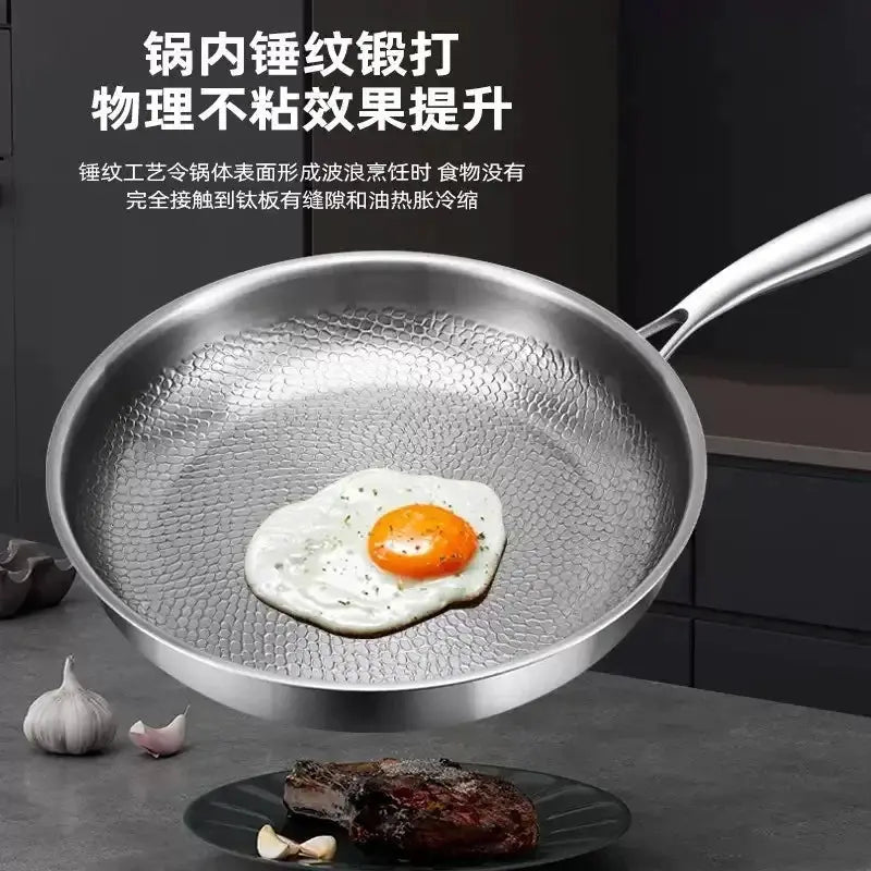 Titanium Pan | Flat Bottom | Hammered Pattern | No Coating