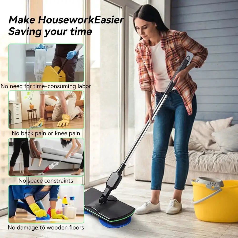 Cordless Electric Mop Handheld Rotating Mop Absorbing Water Footswitch Rechargeable Sweeper Waxing Cleaning for Hardwood Tile from PriceLows™