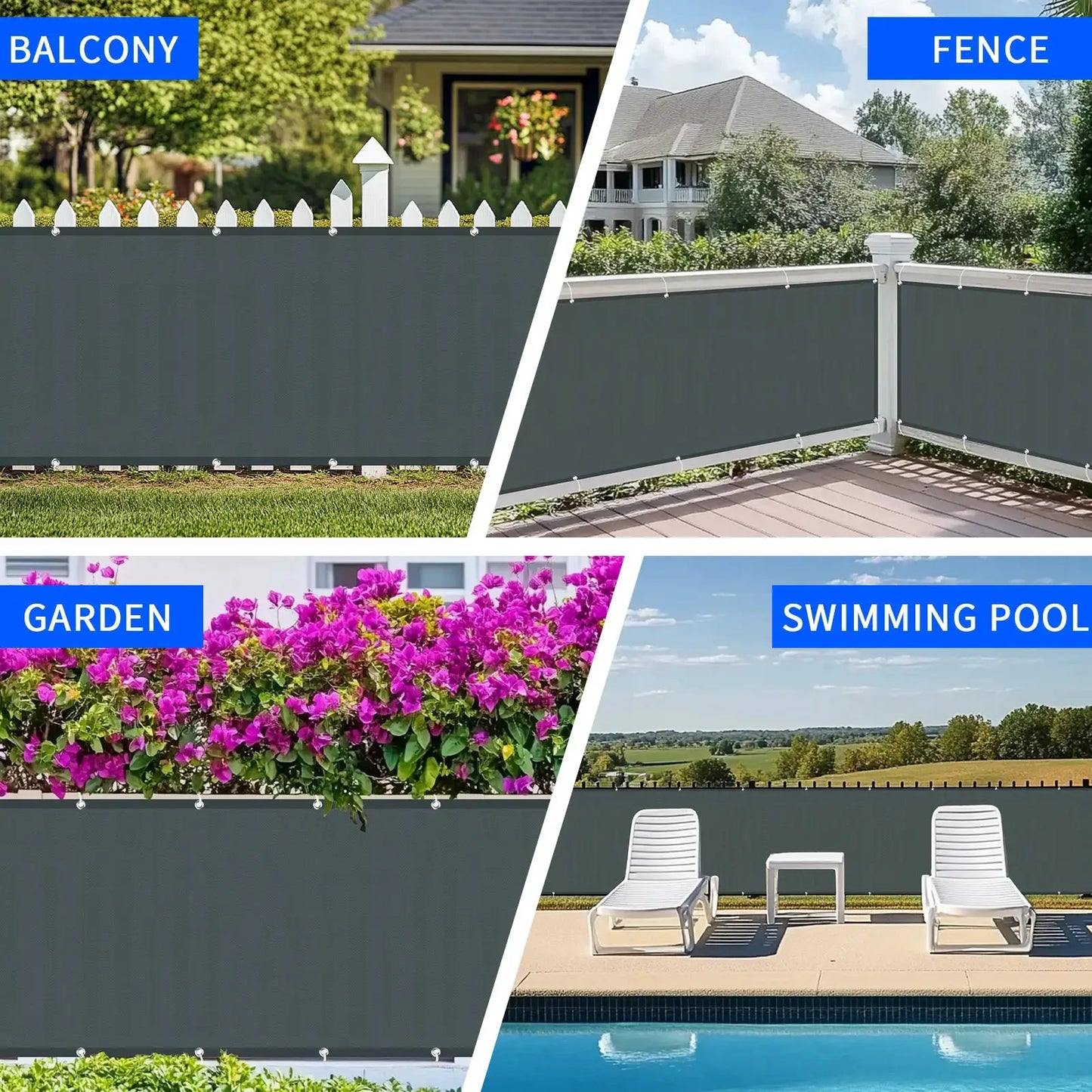 Balcony Privacy Screen | 95% Shade Rate | Waterproof Polyester | Multiple Sizes