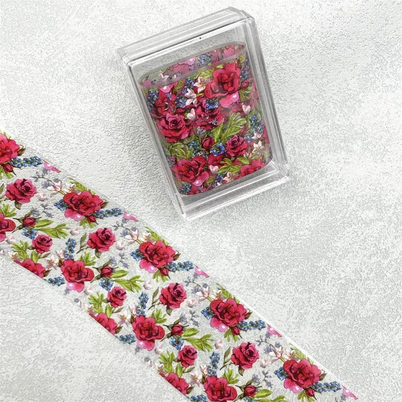 1Pc 100cm Flower Nail Foils for Transfer Paper Floral Stickers Rose Nails Wraps Tulip Nail Art Decorations from PriceLows™