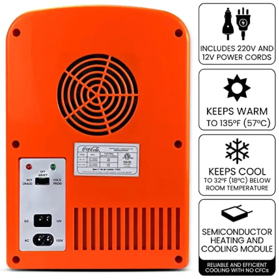 Fanta Mini Fridge - 6 Can Refrigerator for Bedroom Office, Portable Table Top Beverage Cooler, 12V 110V Refrigerador For Drinks from PriceLows™