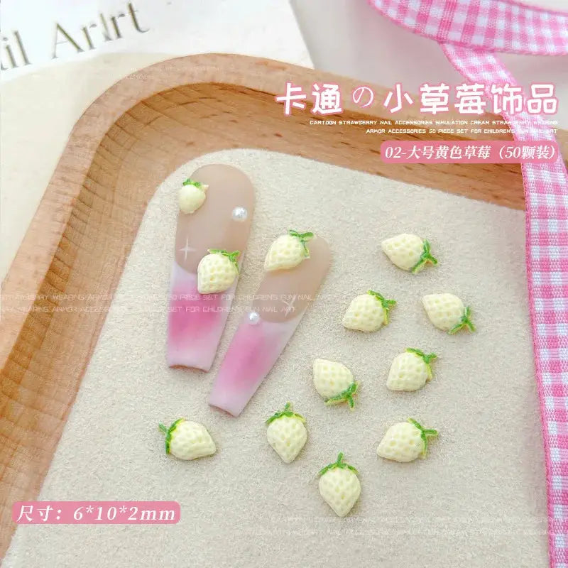 58Pcs New Cute Strawberry Mini Resin Nail 3D Art Stickers Kawaii Decorations Carfts Stones For Korean Nail Art Decorations from PriceLows™