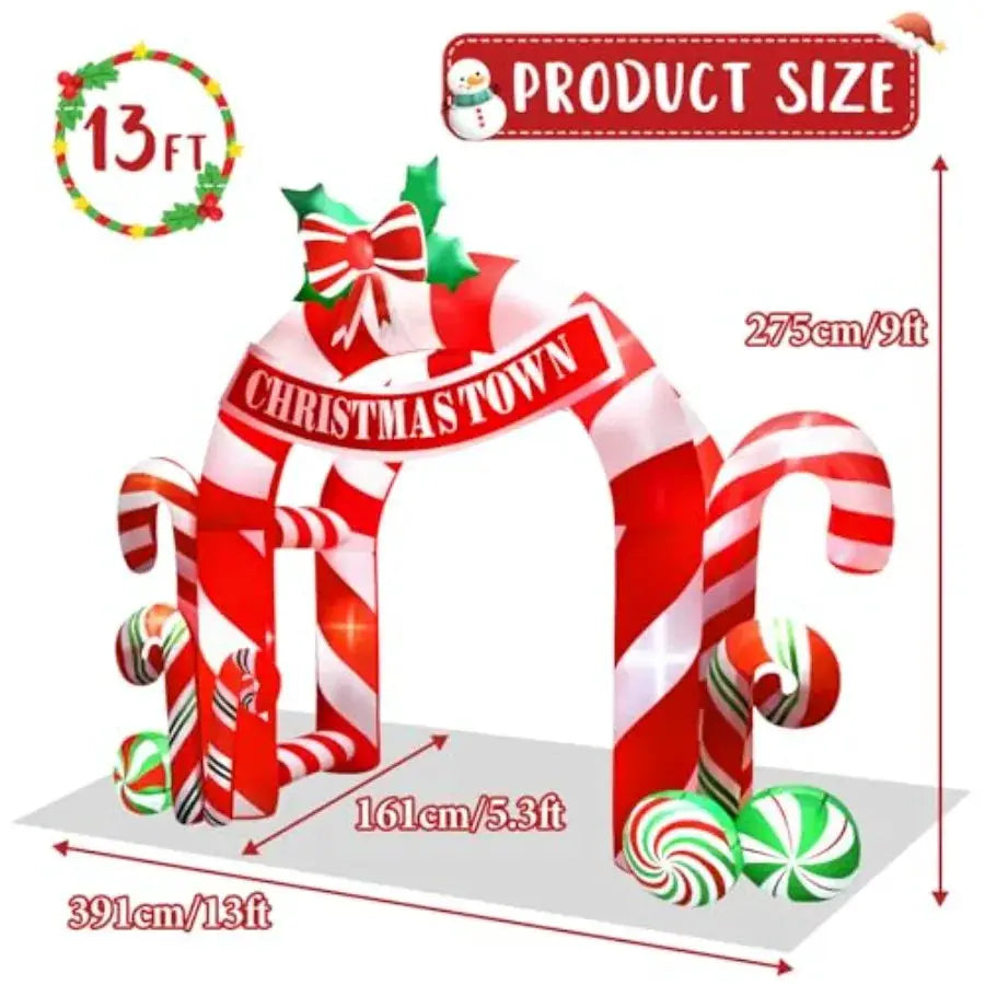 Christmas Inflatable Archway | 13 Ft | Polyester | Outdoor Decor