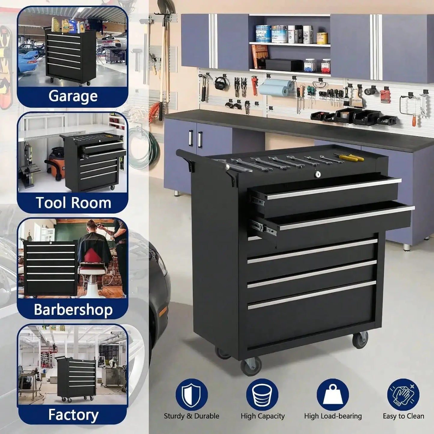 Tool Box, 6-Drawer Rolling Tool Chest Locking System, Lockable Wheels & Sliding Drawers, 24 Inch Heavy-Duty Tool Storage Cabinet For Garage Workshop Warehouse Repair Shop Rolling Tool Chest, 6 Drawers Tool Storage Cabinet, To from PriceLows™