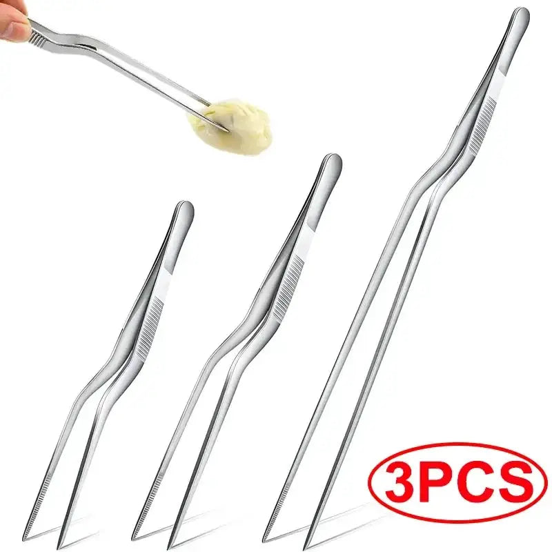 3/1Pcs Kitchen Tweezer Utensil BBQ Tweezer Food Clip Kitchen Bar Chief Tong Stainless Steel Portable for Picnic Barbecue Cooking from PriceLows™