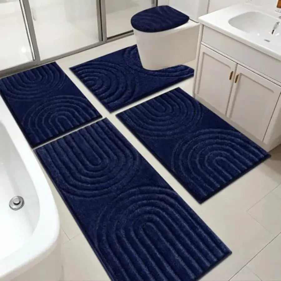 HEBE Bathroom Rugs Set 5 Pcs, Plush Absorbent Bath Mats for Bathroom, Non Slip Machine Washable Bath Mat Set with Toilet Cover, from PriceLows™