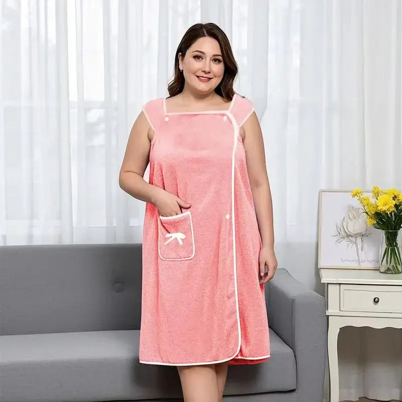 Women Bath Towel | Quick Dry Polyester | Wrap Style With Pocket | Plus Size