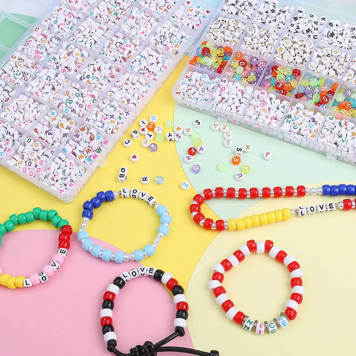 Acrylic Alphabet Beads | 6x6/4x7mm | Heart Shape | DIY Craft Kit