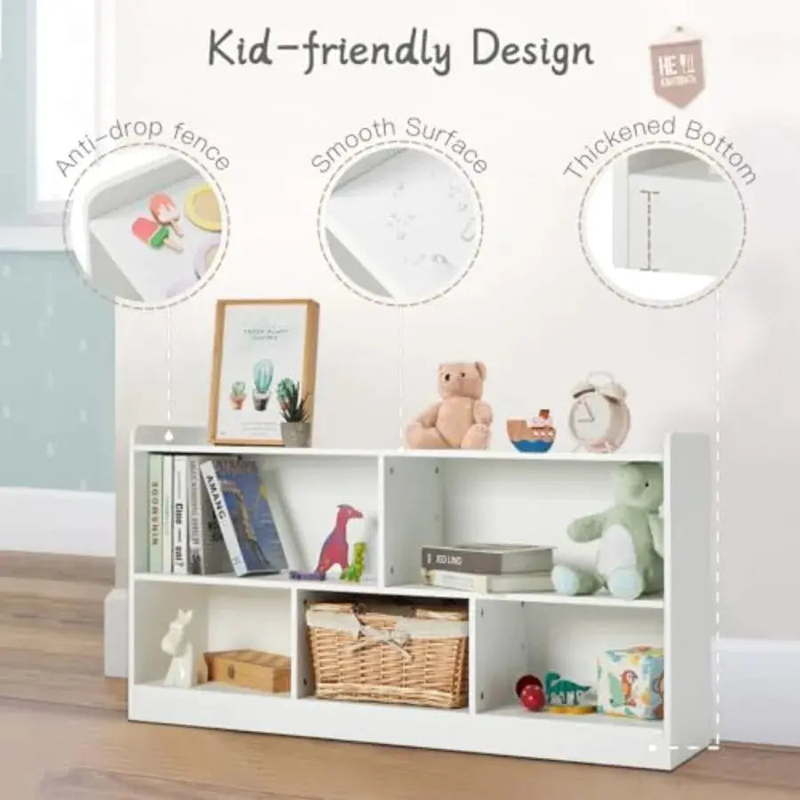 Montessori Shelf Wooden Toy Storage Organizer for Books Toys 2 Shelf Bookcase 5-Section Storage Cabinet Toddler Book Shelf for from PriceLows™