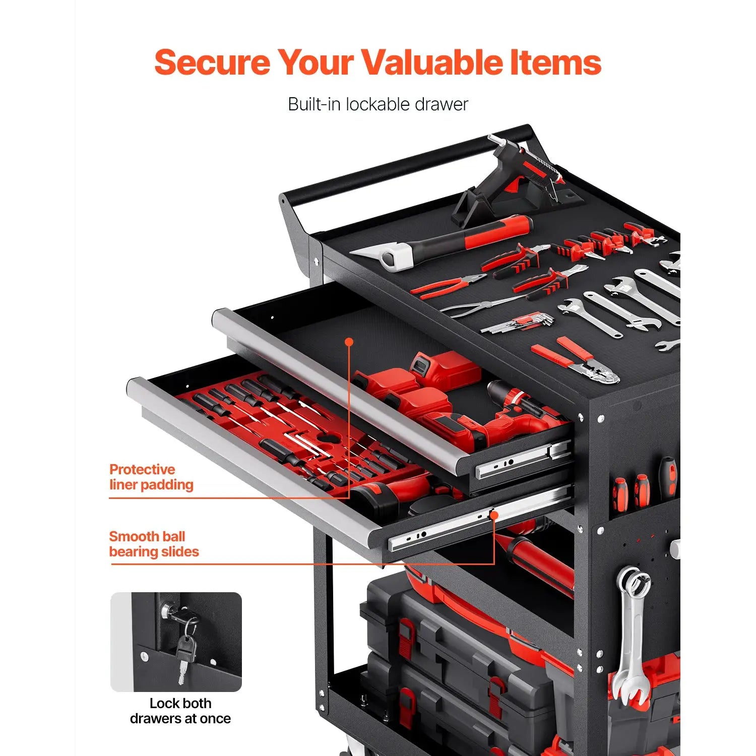 SucceBuy 5-Tier Tool Chest 2-Drawer Rolling Tool Work Cart with Locking & Pegboard Tools Storage Organizer for Garage Warehouse from PriceLows™