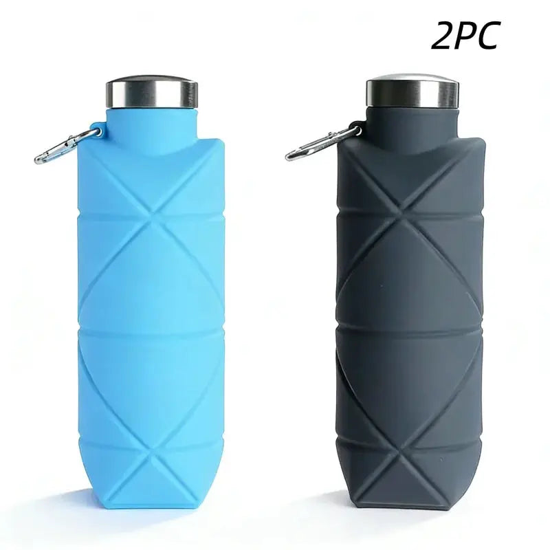 LUSQI 700ml Travel Outdoor Sports Silicone Folding Rhombus Water Bottle Portable Drop-Proof Water Cup Steel Lid Telescopic Cup from PriceLows™