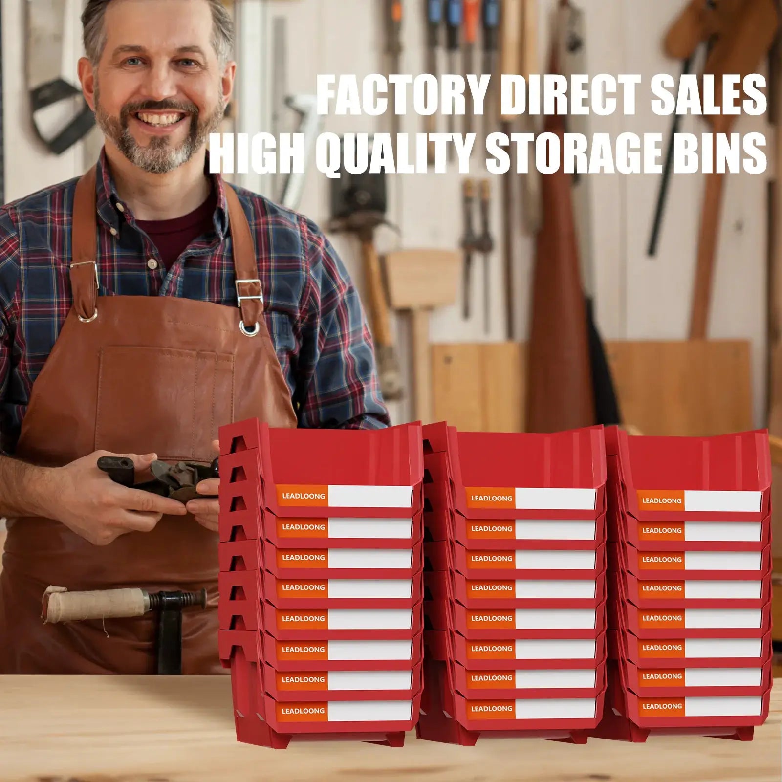 6/24 Pcs Red Stackable Plastic Parts Bins - 5"x4"x3" Garage Tool Storage Containers - Heavy-Duty Organizer Bins for Workshop from PriceLows™