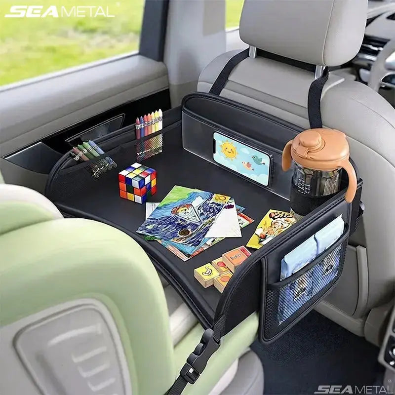 SEAMETAL Kids Travel Seat Tray For Car Children's Toy Storage Dining Table Large Tabletop With Multiple Storage Pocket Organizer from PriceLows™