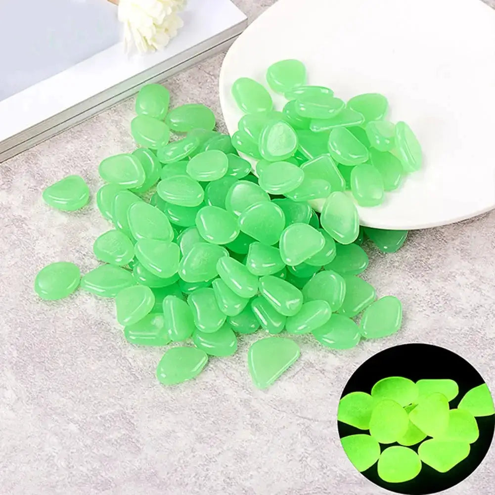 100Pcs Pebbles Glow In The Dark Pebbles Glowing Stones Fish Tank Aquarium Decor Rocks Pebbles for Garden Yard Patio DIY Stones from PriceLows™