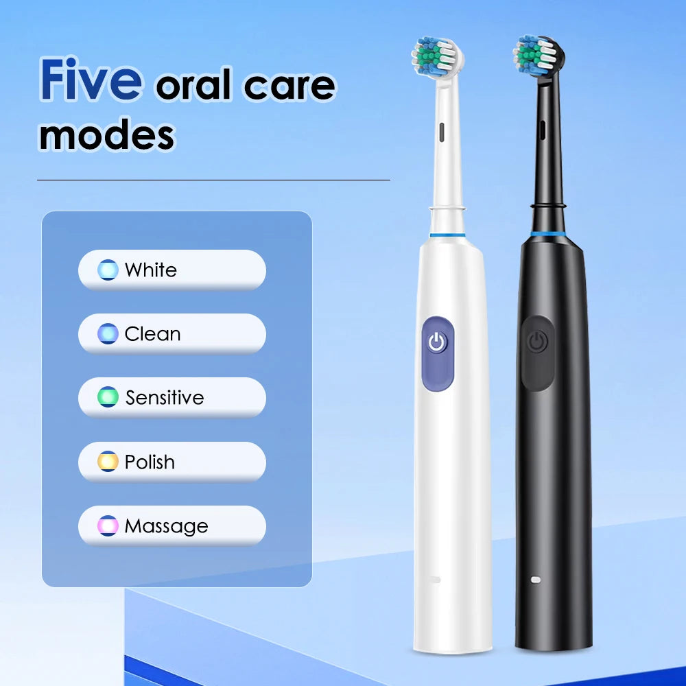 Electric Toothbrush | Cordless USB Rechargeable | 5 Cleaning Modes | Adults